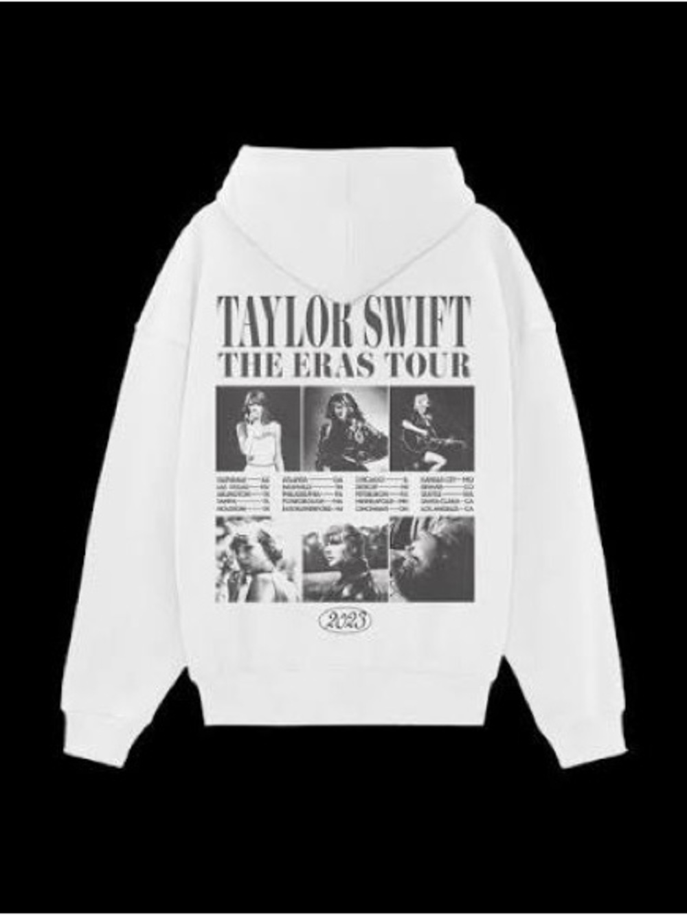 Taylor Swift White & Black The Eras Tour Graphic Hoodie